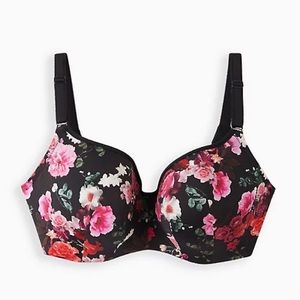 Floral Print Full-Coverage Balconette Bra Lightly Lined, 360° Back Smoothing